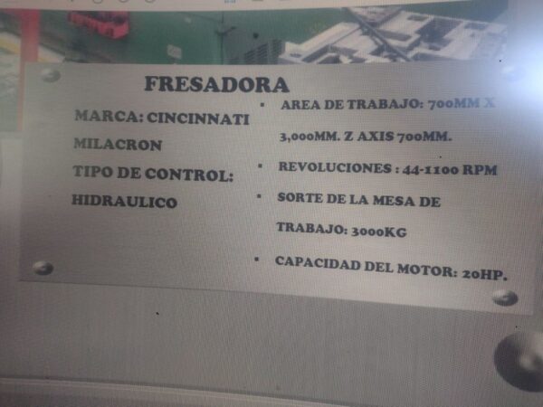 Fresadora Cincinnati - Imagen 3